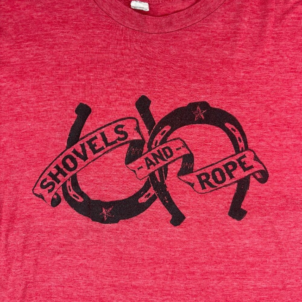 Shovels And Rope Shirt Size Large Red Black Horseshoes Band Tee - Picture 4 of 8